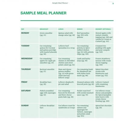 Cooking for Me & You Sample Meal Planner